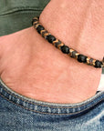 Black Onyx Round Bead & Arrow Stone Bead Bracelet