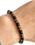 Black Onyx Round Bead & Arrow Stone Bead Bracelet