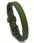 Retro Green Leather Adjustable Bracelet
