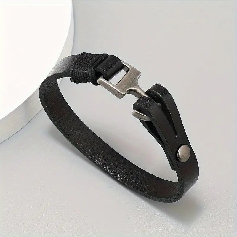 Vintage Leather Marine Anchor Buckle Men's Bracelet