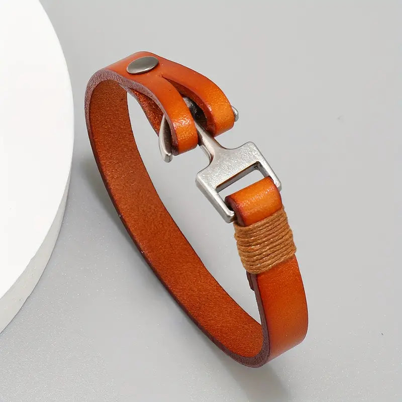 Vintage Leather Marine Anchor Buckle Men's Bracelet
